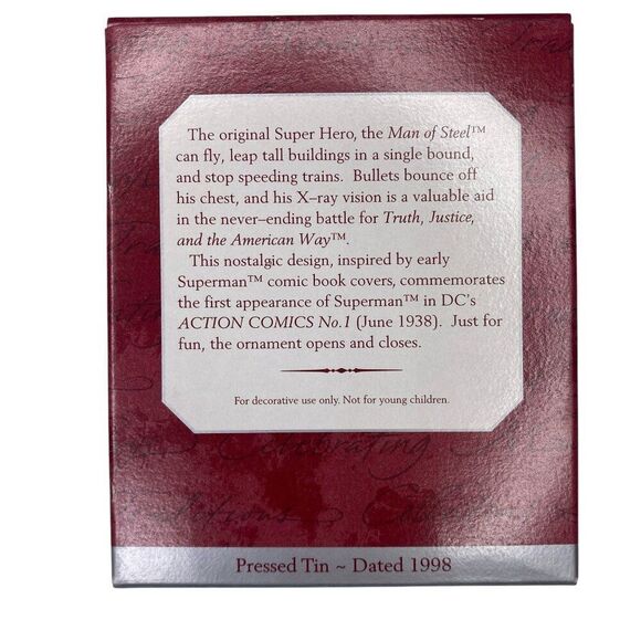 Superman Lunch Box Ornament Hallmark 1998 - Picture 4 of 5